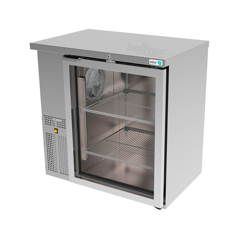 Refrigerador Contrabarra en Acero Inox Asber ABBC-24-36-SG-HC Slim Line Puerta Cristal